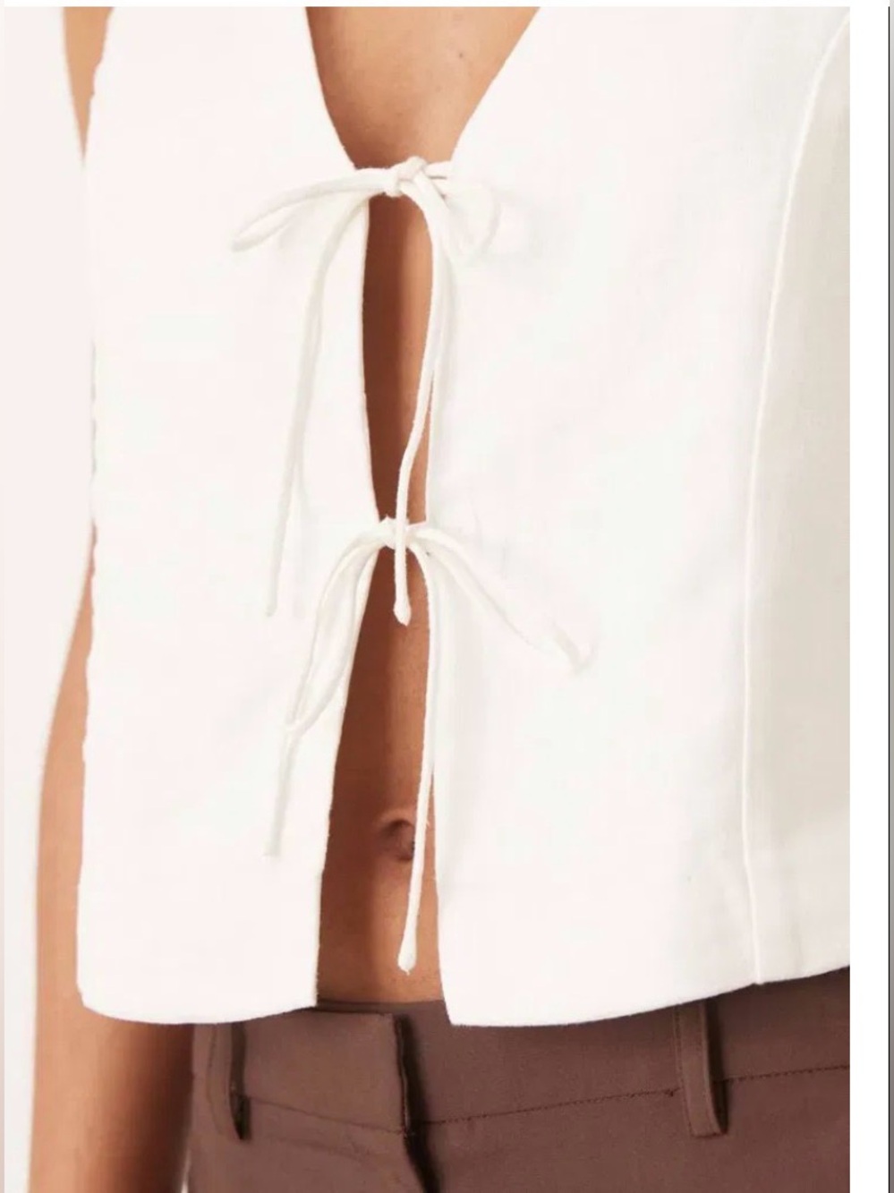 Abercrombie & Fitch White Linen Blend Tie-Front Women's Vest Sz S